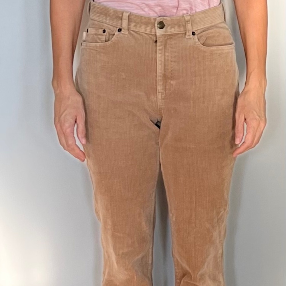 Vintage Ralph Lauren wide wale tan corduroy straight leg pants, size 4